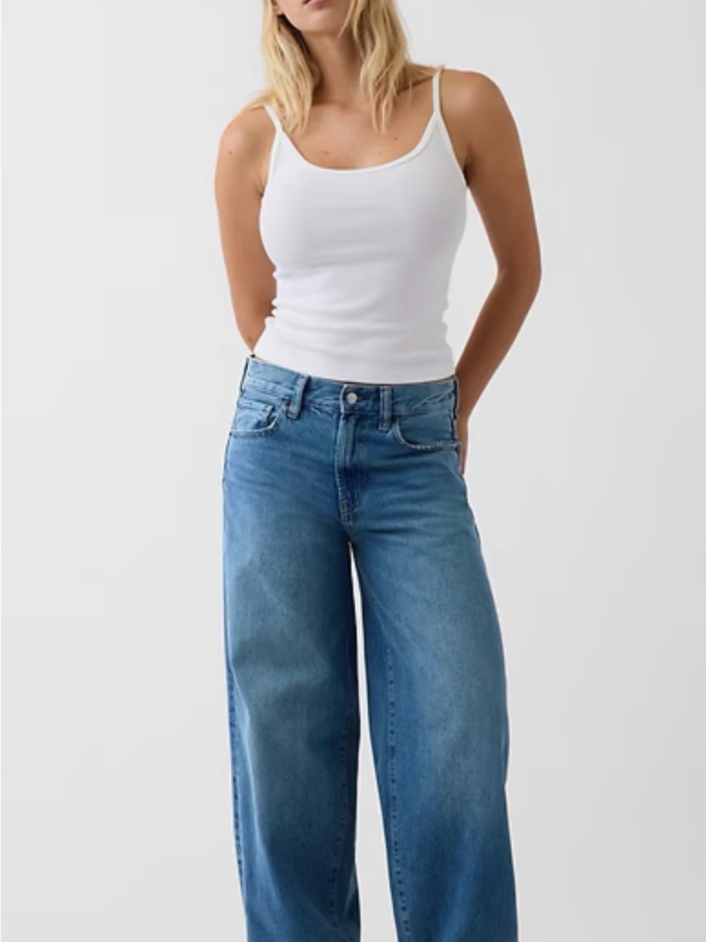 GAP Women's Mid-Blue Wide Leg Jeans